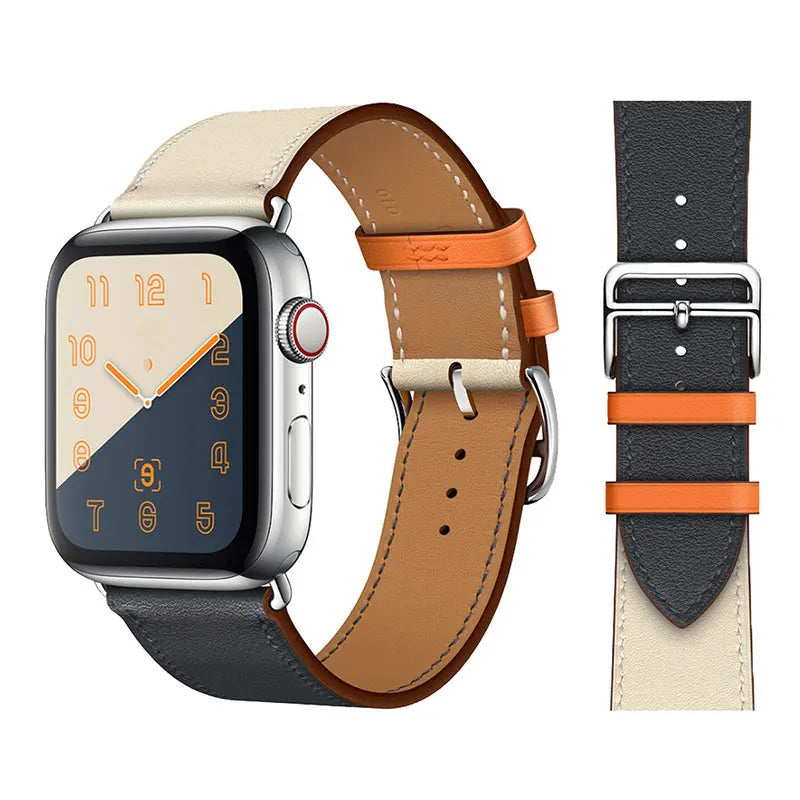 Genuine Leather Bracelet Strap For Apple Watch Band 45mm 49mm 41mm 44mm 42mm 40mm band iWatch Ultra/2 10 42/46mm 9 8 7 6 5 4 SE